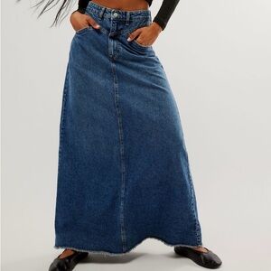 Free People Come As You Are Maxi Denim Skirt